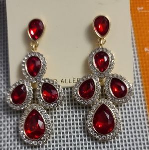 Monet red crystal Hypoallergenic pierced earrings